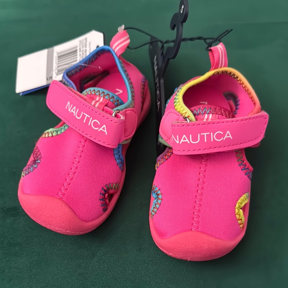 Nautica Pink Baby Water Sandals with Velcro Closure